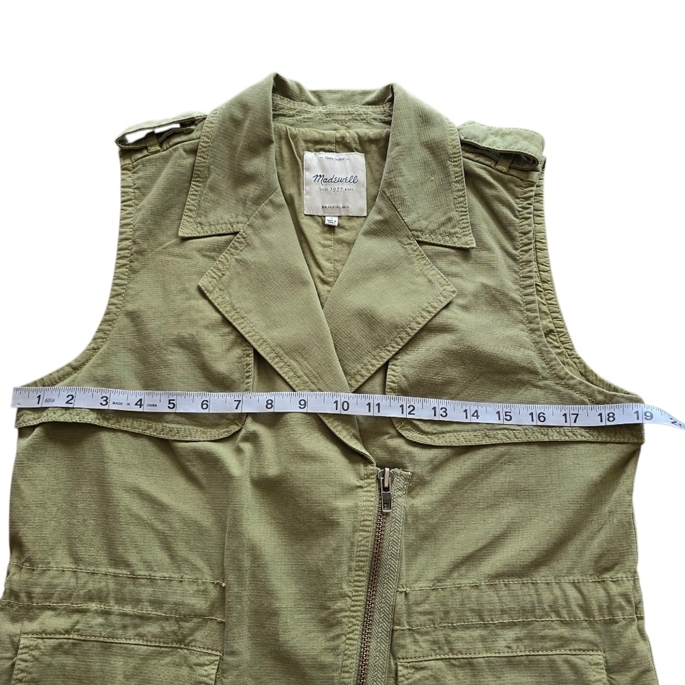 🔥Madewell Green Modern Safari Utility Vest, Asymmetrical Zip A5049, Size S - Picture 7 of 10